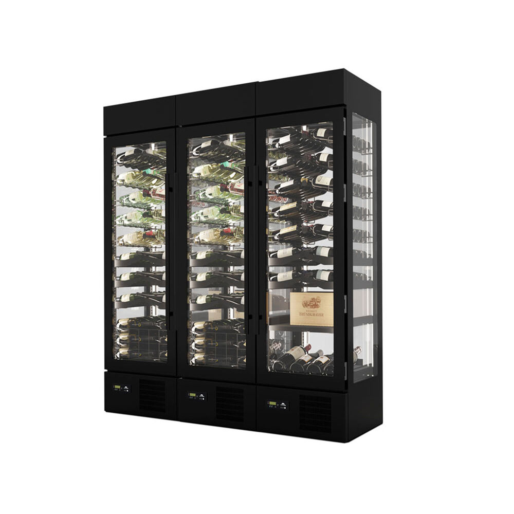 Wine cabinet Metos Premium with three doors, Black